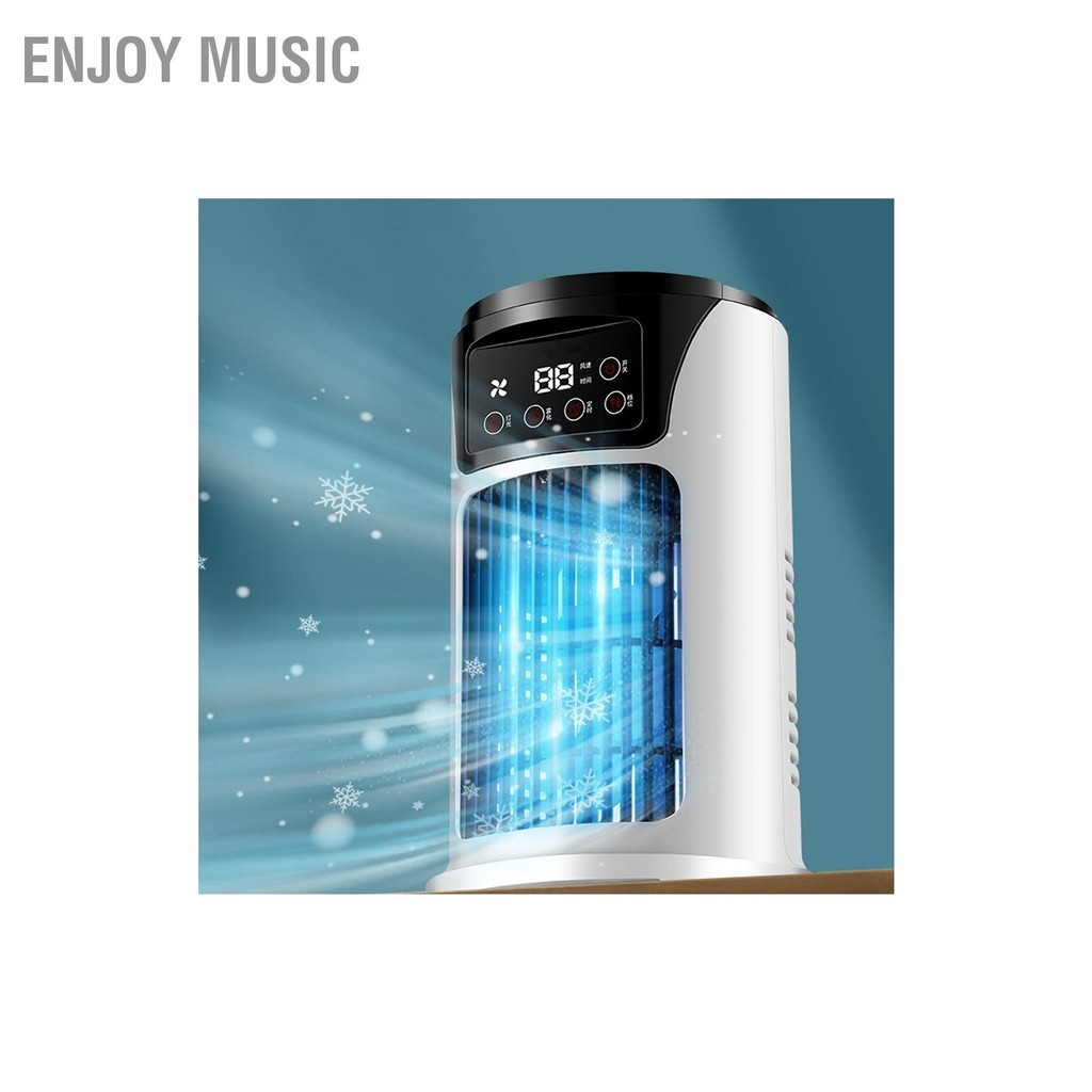 Enjoy Music สเปรย์เครื่องปรับอากาศพัดลมเสียงรบกวนต่ำ 6 ชั่วโมง ความเร็วลม Quick Cooling Evaporative Air Cooler สำหรับห้องนั่งเล่นห้องนอน