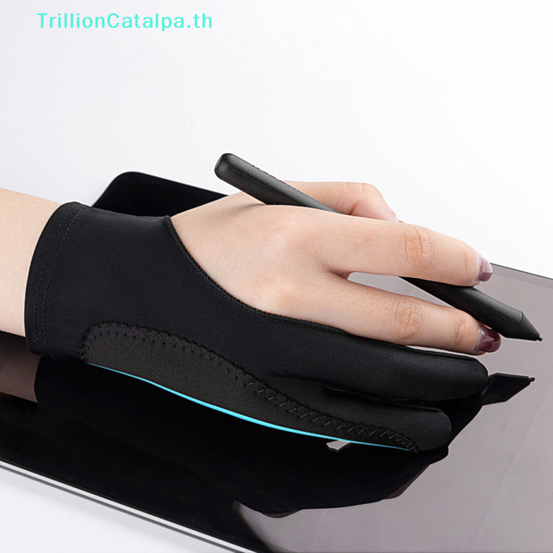 Trillioncatalpa ถุงมือสองนิ้ว ป้องกันการเปรอะเปื้อน ป้องกันเหงื่อ สําหรับวาดภาพ แท็บเล็ต