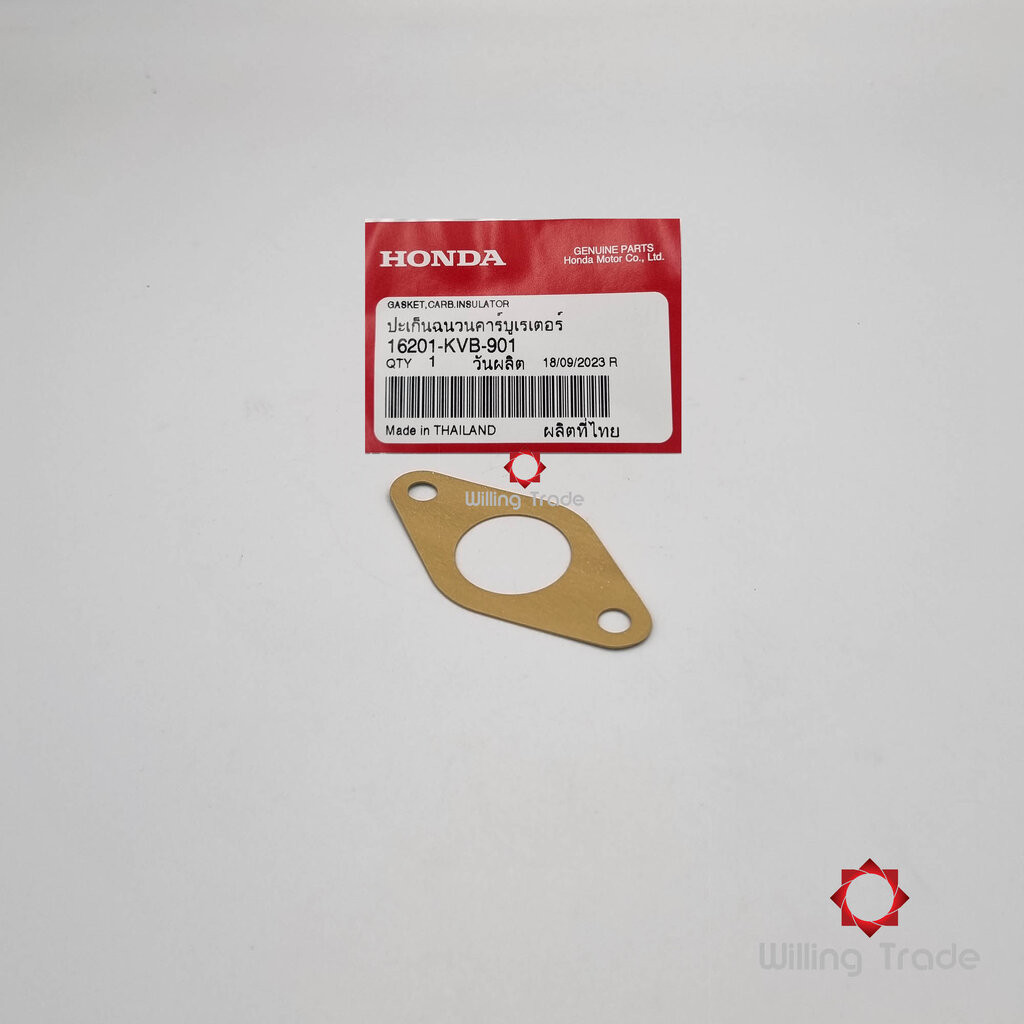 ปะเก็นฉนวนคาร์บูเรเตอร์ (WX589) HONDA: (16201-KVB-901) ใช้กับ CLICK110 คาร์บู (2006-2008) แทนอะไหล่ (16201-KVB-900) ....