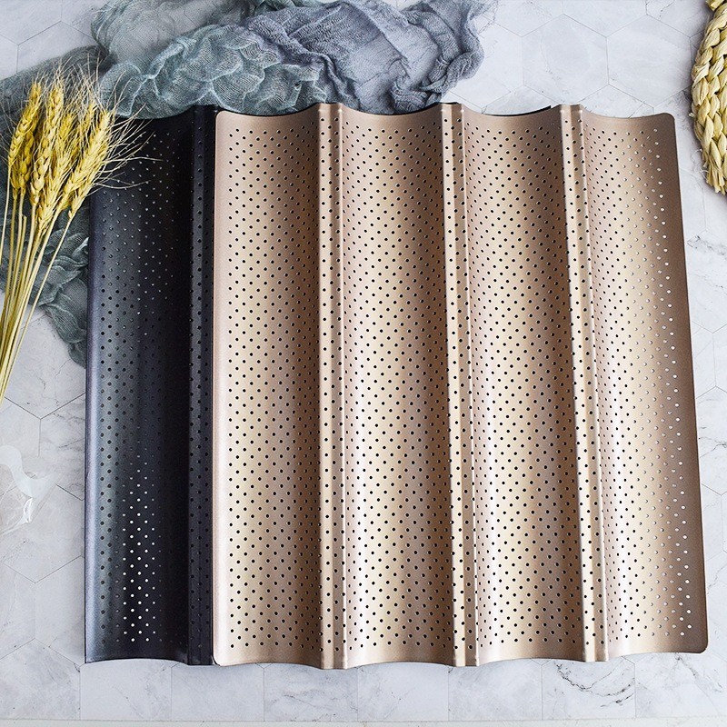 แผ่นรองอบ บาแก็ต บาเก็ต Baguette ถาดรองอบขนมปังฝรั่งเศส ทำจากเหล็กกล้าคาร์บอน 0.8 มม