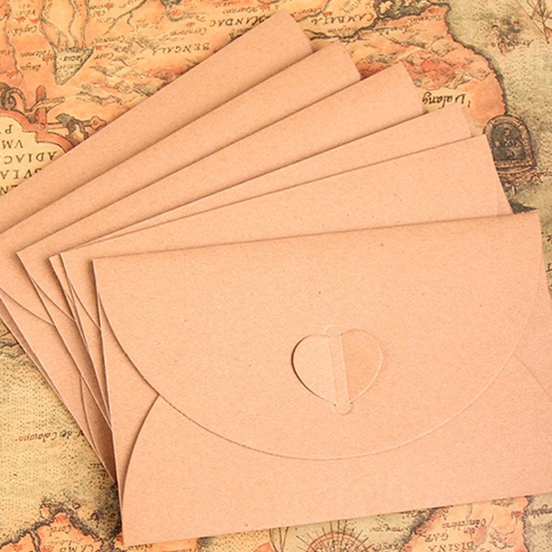 ซองจดหมายกระดาษคราฟท์ รูปหัวใจ แนวนอน สไตล์โรแมนติก เรโทร มี 10 ชิ้น - รูปที่ 3