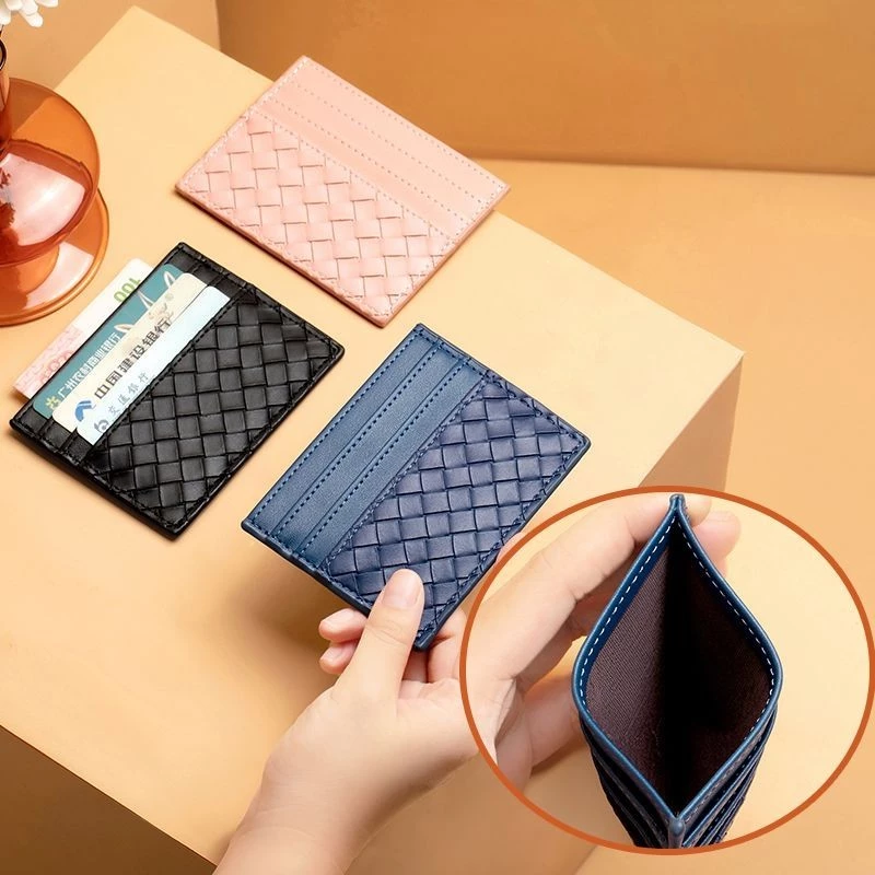 ผู ้ ถือบัตรทอบางเฉียบแบบพกพา Id Card Cover Double-Sided Card Case กระเป ๋ าใบเล ็ ก