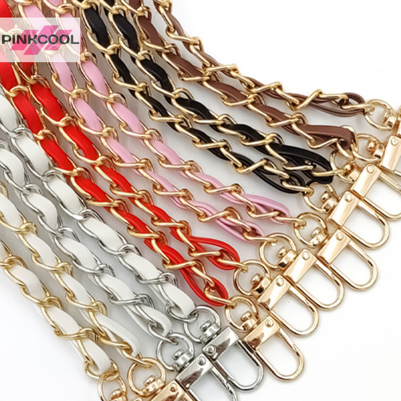 Pinkcool สายโซ่สะพายกระเป๋าถือ กระเป๋าสะพายไหล่ สะพายข้าง หนัง ขนาด 120 ซม. Diy สําหรับผู้หญิง