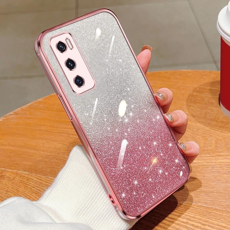สําหรับ Vivo V20 SE V2022 เคสโทรศัพท์ TPU นิ่ม ขอบชุบ วิบวับ เคสด้านหลัง