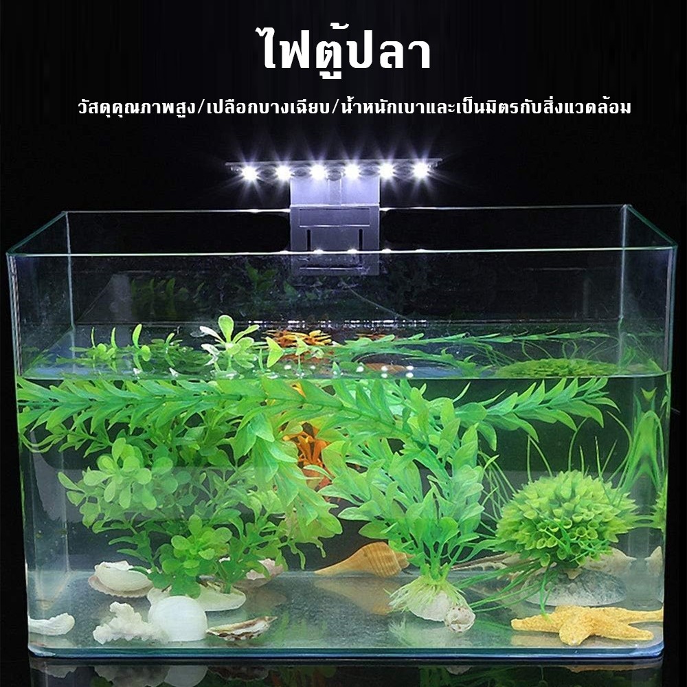 12 LED พิพิธภัณฑ์สัตว์น้ำ คลิปหนีบถังปลา พืชน้ำ เติบโต แสงสีขาว EU