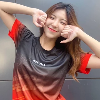 เสื้อกีฬาผู้หญิง ใส่ออกกำลังกาย/วิ่ง/เต้นแอโรบิกผ้าไมโครเรียบเบาสบายระบายอากาศดีพิมพ์ทั้งตัว
