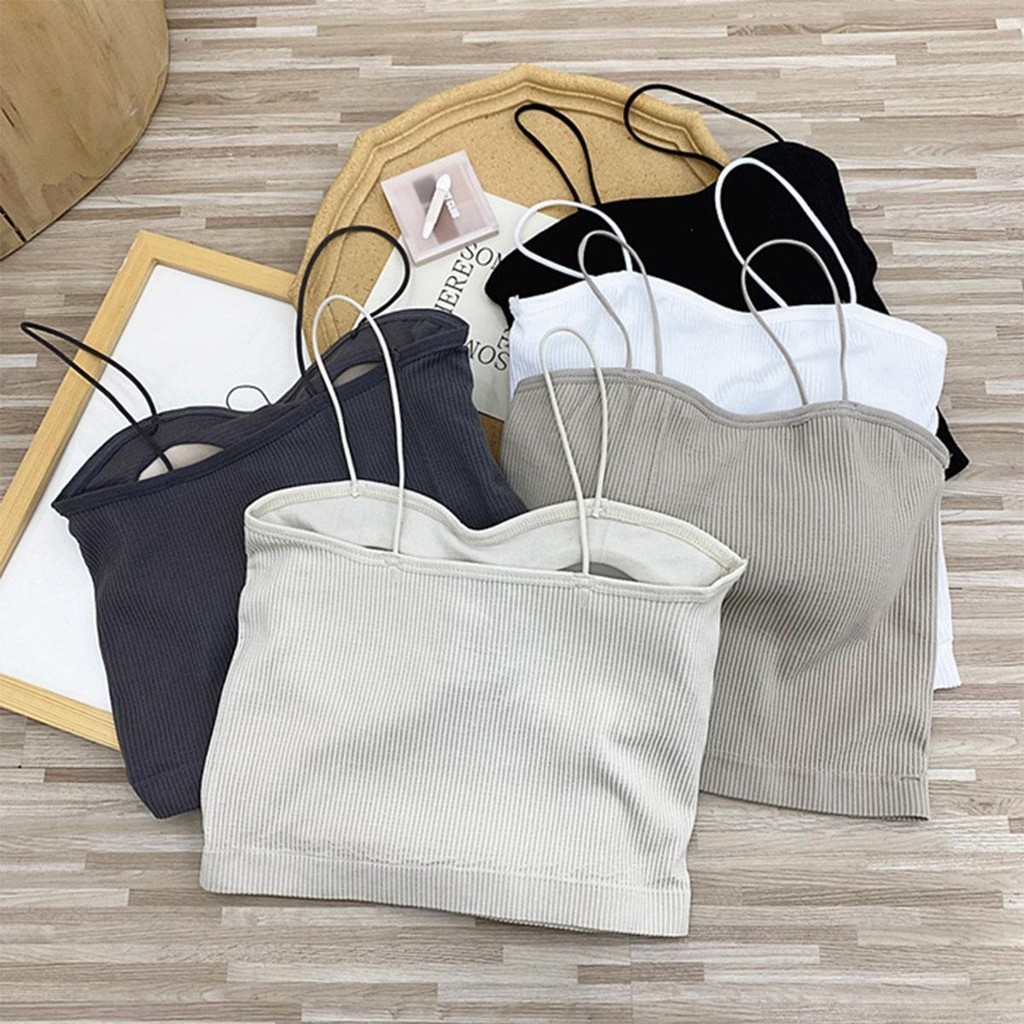 👚Anna👚❤️ X1802❤️มาใหม่กับเบาะหน้าอกเสื้อกั๊กขนาดเล็กเชือกแขวนคอด้านบน Y2K แฟชั่นเกาหลี สาวอวบ ผู้หญิง