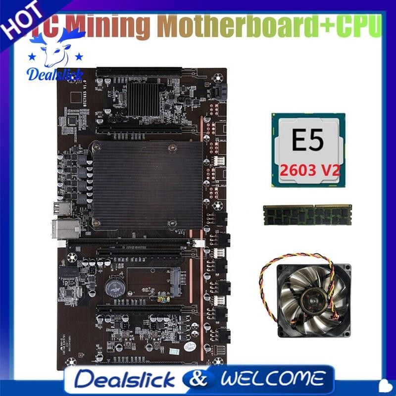 【Dealslick】เมนบอร์ดแร่ H61 X79 BTC พร้อมการ์ดจอ E5 2603 V2 CPU+RECC 4G DDR3 RAM+Fan LGA 2011 รองรับ 3060 3070 3080