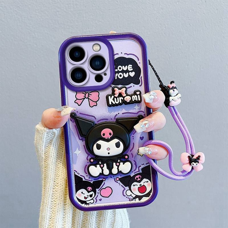เคสโทรศัพท์มือถือแบบนิ่ม ลายคุโรมิ สีม่วง พร้อมสายคล้อง สําหรับ Samsung Galaxy A04 A04E A05 A05S A10S A12 A13 A14 A15 A20 A30 A20S A21S A22 A23 A24 A25 A31 A32 A50 A30S A50S A51 A52S A33 A34 A53 A54 4G 5G