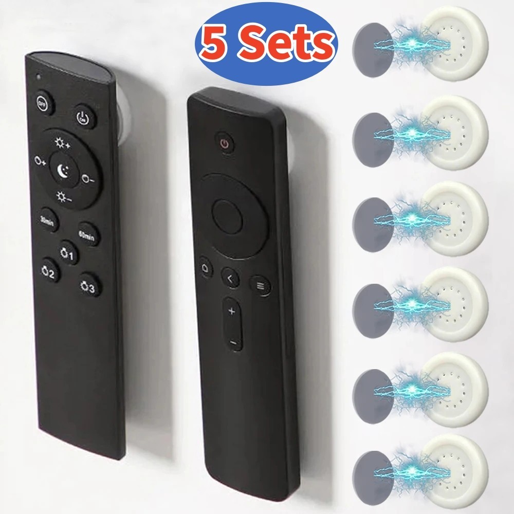 ตะขอแม่เหล็กติดผนัง อเนกประสงค์ ป้องกันการสูญหาย สําหรับแขวนรีโมตคอนโทรล ตู้เย็น 5 ชุด