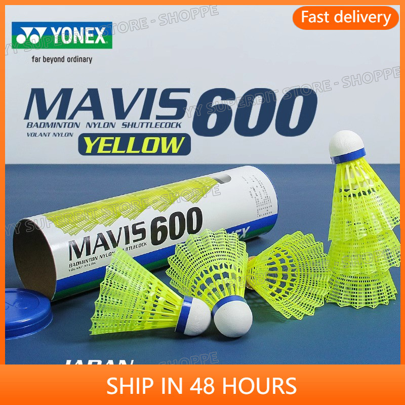 Yonex MAVIS ลูกแบดมินตัน ไนล่อน พลาสติก 350 600 ความเร็วปานกลาง 3 6 ชิ้น