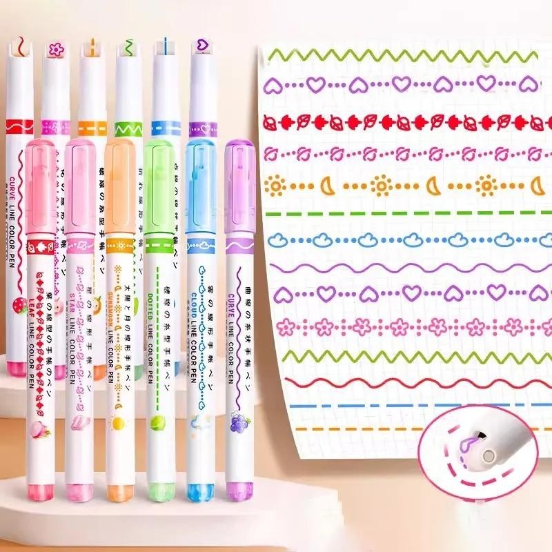 Ossayi Kawaii 6 ชิ้น/เซ็ตดอกไม้ Curve Highlighter ปากกา Roller Tip ปากกา Penanda Marker เครื่องเขียนโรงเรียนอุปกรณ์สํานักงานของขวัญ