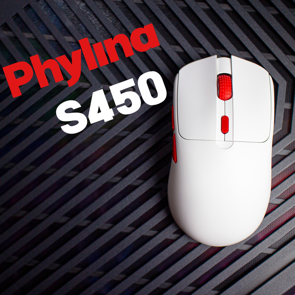 Phylina S450 เมาส์เกมมิ่งไร้สาย น้ําหนักเบา 56 กรัม 2.4G มีสาย USB-C PAW3395 6 ปุ่ม ตั้งโปรแกรมได้ ส