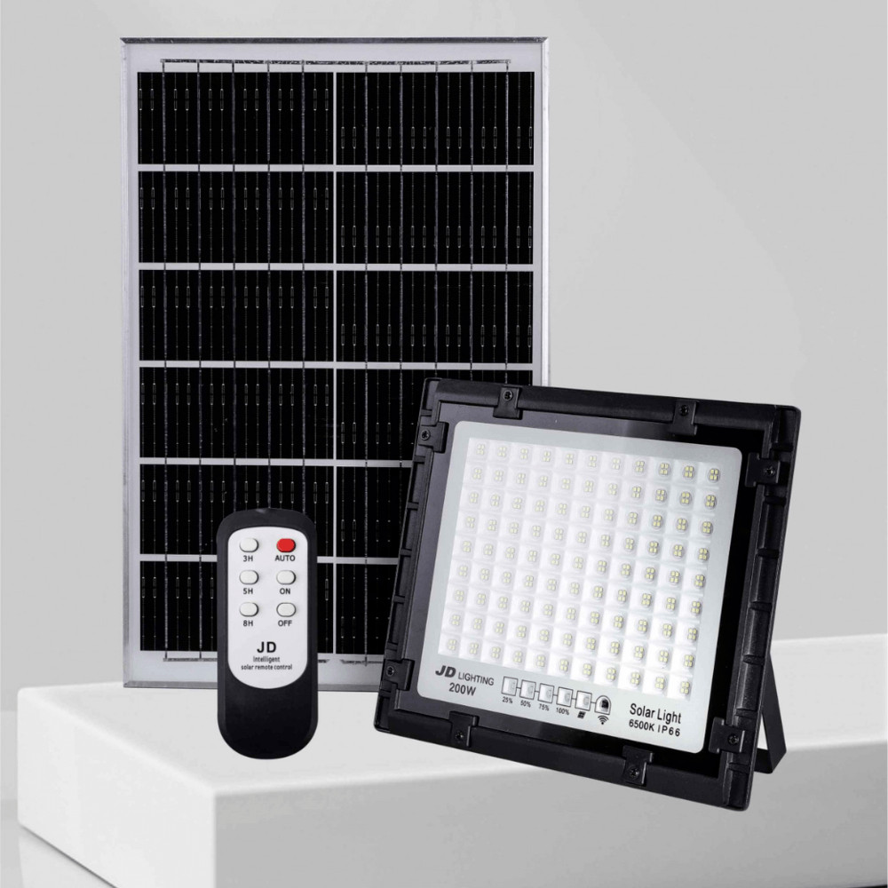 Lookpat_Mall JD โคมไฟสปอร์ตไลท์โซลาร์เซลล์ 200W พร้อมรีโมท รุ่นJTGD-88200D แสงเดย์ไลท์ ยอดขายอันดับห