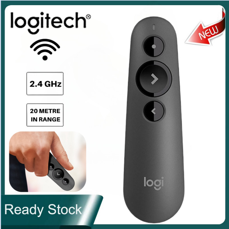 (COD/Ship 24)logitech R500 รีโมตไมโครโฟน นําเสนองาน แบบไร้สาย เลเซอร์กราไฟท์