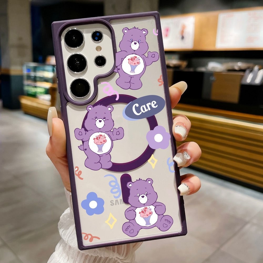 Case S24ultra เคสกันกระแทก เคสโทรศัพท์มือถือแบบใส แม่เหล็ก SAMSUNG S23 S24 Plus Ultra เคสชาร์ได้ ลายการ์ตูน น่ารัก