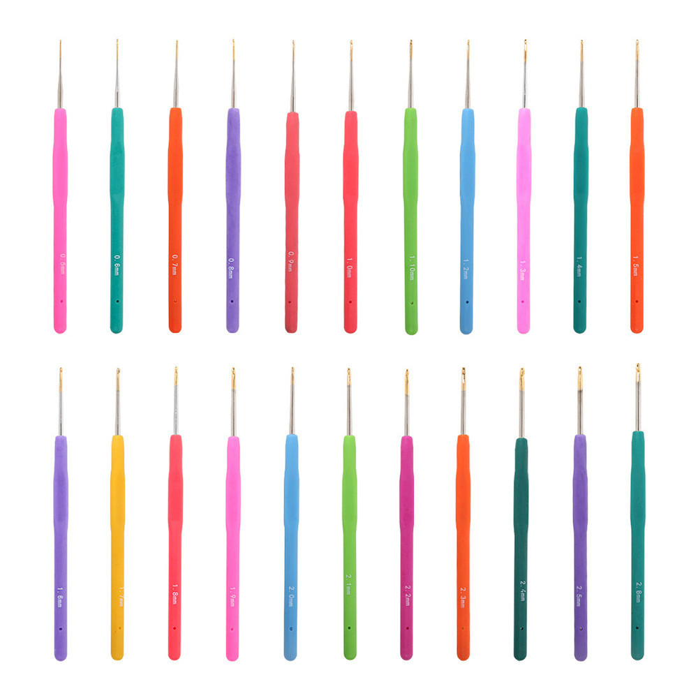 1ชิ้น0.5-2.8มิลลิเมตรขนาดเล็กตะขอโครเชต์ระดับไฮเอนด์วิจิตรลูกไม้โครเชต์ยางนุ่มจับหัวทองโครเชต์ลูกไม้ทอผ้าเครื่องมือแข็งโครเชต์