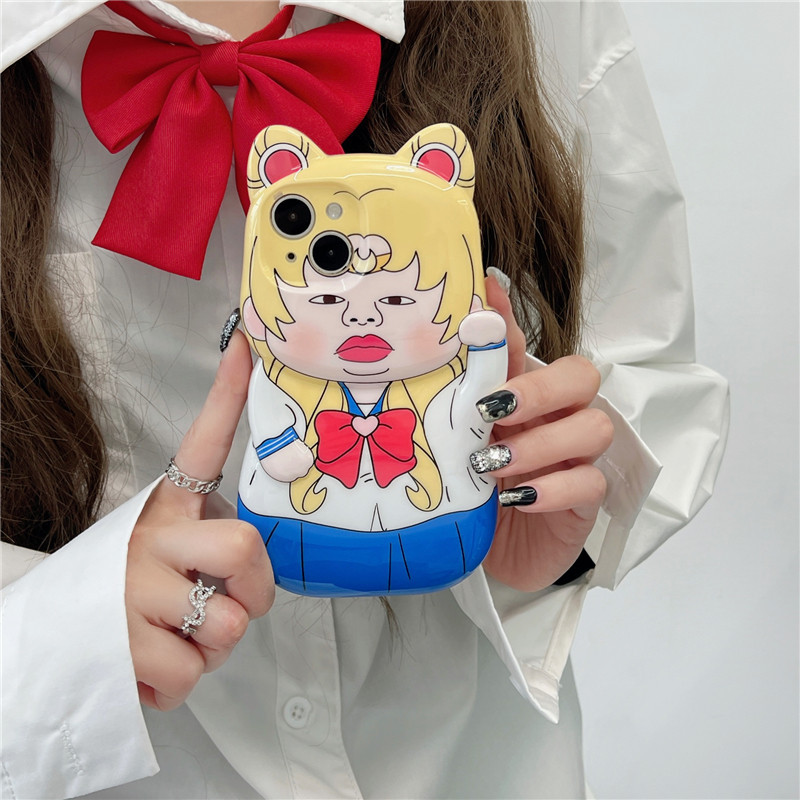 เคสโทรศัพท์มือถือ ซิลิโคน ลายการ์ตูนเซเลอร์มูนตลก สร้างสรรค์ สําหรับ iPhone 15 14 13 11 12 pro max 15ProMax 14 13 14ProMax 12ProMax
