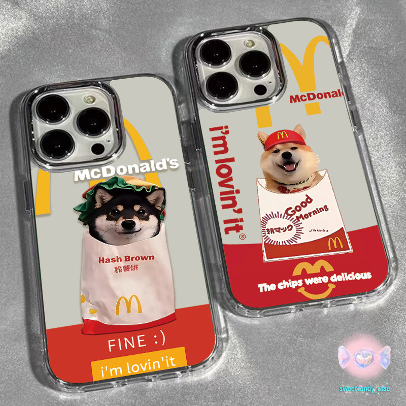 [ท้องถิ่น] เคสโทรศัพท์โลหะลูกสุนัขของ McDonald เข้ากันได้กับ iPhone X XR XS 11 13 15 12 Pro Max 7 8 14 15 Plus SE2 3