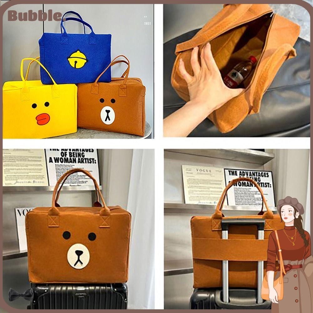 Bubb กระเป๋าเดินทาง กระเป๋าถือ ผ้าสักหลาด พิมพ์ลายการ์ตูน แบบพกพา สะดวก จุของได้เยอะ สําหรับนักเรียน