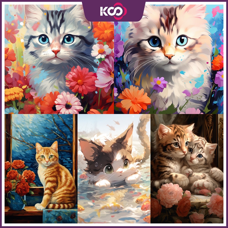 [KS] ชุดงานปักครอสติชเม็ดบีด ทรงเพชร ลายแมวน่ารัก 5d ขนาด 30x40 ซม. 40x50 ซม. 50x60 ซม. สําหรับตกแต่งบ้าน ห้องนอน ห้องนั่งเล่น