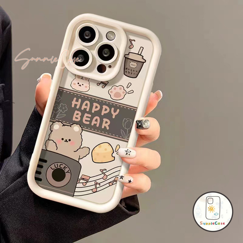 การ์ตูนน่ารักชานมแบร์ปลอกกระสุนคู่VIVO Y36 Y27 Y21 Y15 Y20 Y17 Y15s Y21s Y12i Y16 Y12 Y22 Y12s Y17s Y02 V25 Y91 Y22sY02s