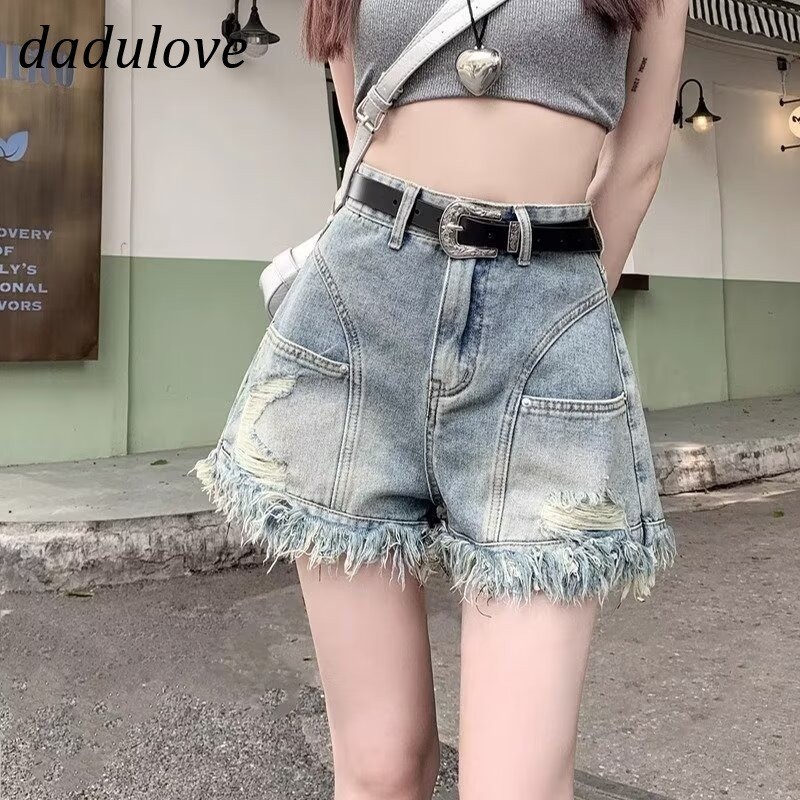 DaDulove New American Ins High Street Retro Denim Shorts Niche High Waist Wide Leg Pants Large Size Hot Pants