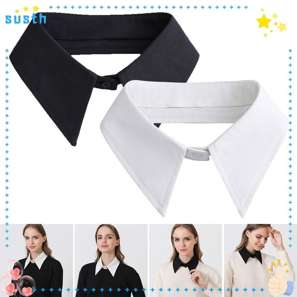 Susth เสื้อเชิ้ต คอปกปลอม แฟชั่น ผ้าชีฟอง คลาสสิก