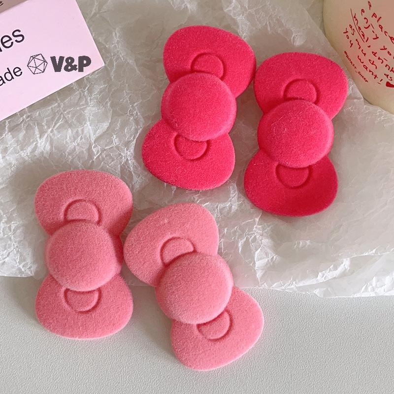 V & P หวานน่ารักฤดูใบไม้ร่วงฤดูหนาว Flocking Bow Hairpin สําหรับผู้หญิงสาวแฟชั่นคลิปผมคลิปด้านข้าง Headwear อุปกรณ์เสริมผมของขวัญใหม่