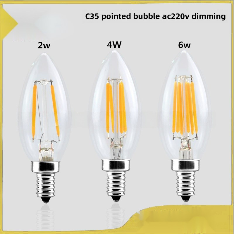 [220V] E12 E27 Filament Bulb C35E14 หลอดแหลม led Candle Light 2W 4W 6W หรี่แสงได้
