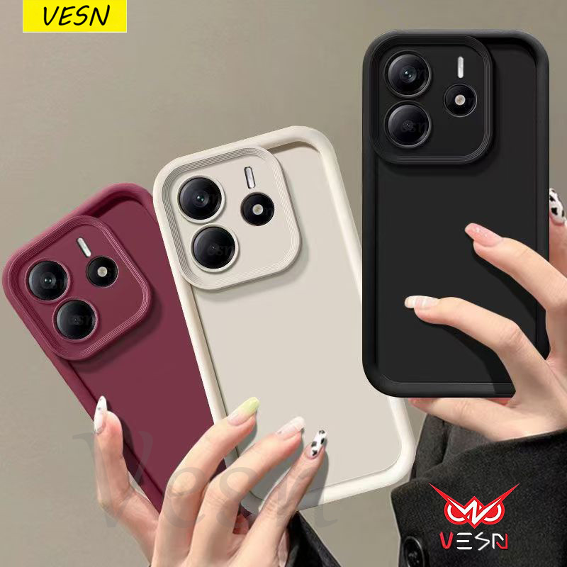 สีทึบง่ายสีลูกอมซิลิโคนเหลวกรณีโทรศัพท์นุ่มสำหรับ Redmi Note 14 13 12 12s 11 11s Turbo 4 Pro+ Plus 4G 5G 2025