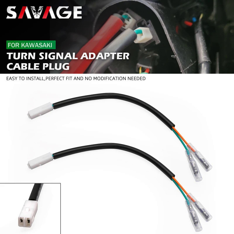 VA For KAWASAKI Z400 Z800 Z1000 Z300 Z250 NINJA 300 Versys 650 1000 KLX Turn Signal Cable Adapter In