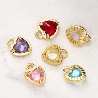 St. kunkka 4-6 ชิ้นจี้เพทายหัวใจ 18K สีการเก็บรักษา Love จี้เพชรสําหรับ DIY สร้อยข้อมือสร้อยคอทํา