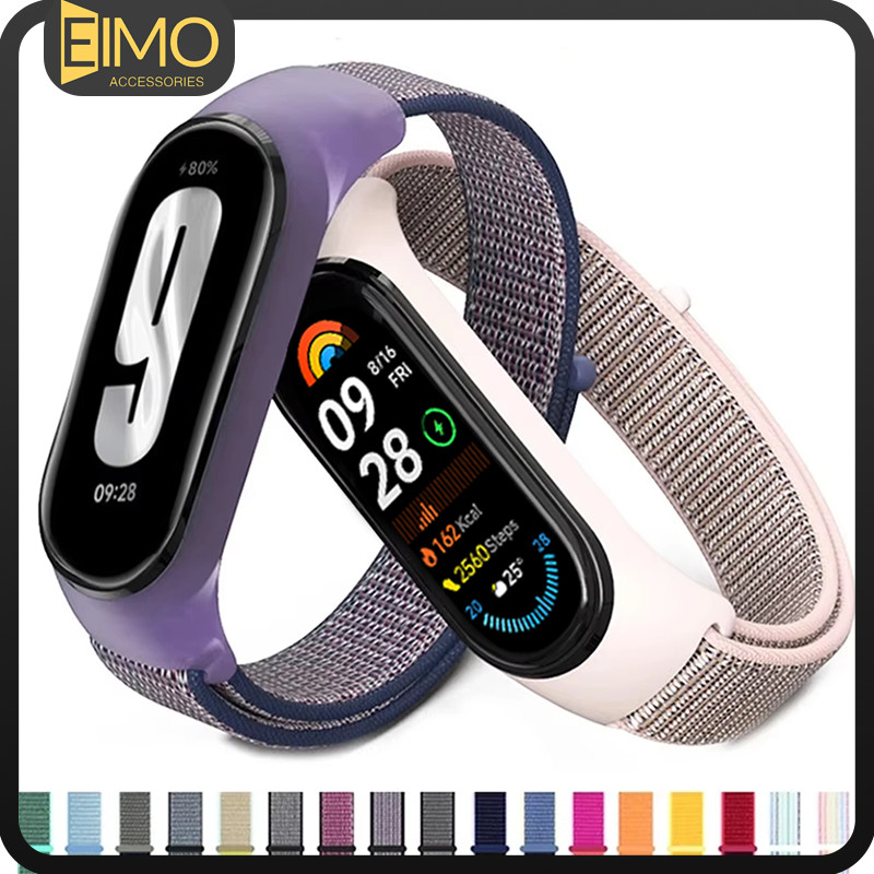 สายคล้องห่วงไนลอน for Smartwatch Xiaomi Band 10 9 8 NFC Mi Band 7/6/5/4/3 Miband 9 8 7 6 5 4 3 สายรัดข้อมือ