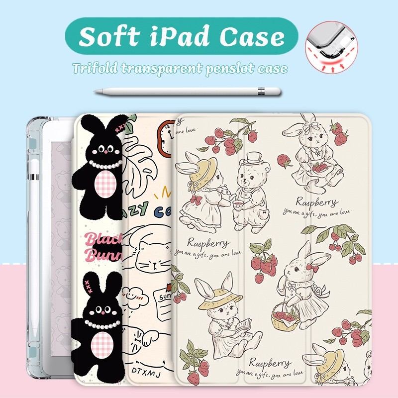 เคส Ipad\ เคสสามพับพร้อมช่องเสียบปากกา iPad Air 5 เคส Air 4 3 2 1 gen 9 8 7 Air 11 2024 M2 M4 iPad 1