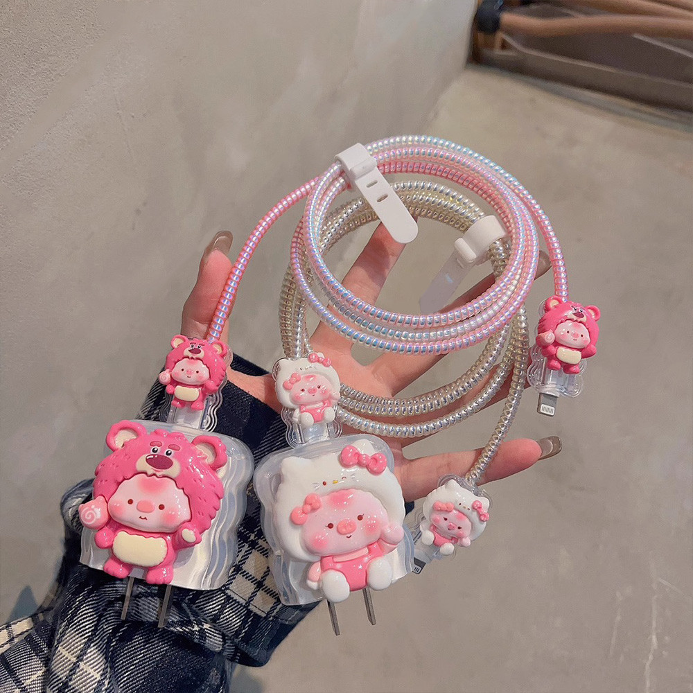 ตัวถนอมสายชาร์จ ลายการ์ตูน 3D สําหรับ Apple 18 20W USB Type C
