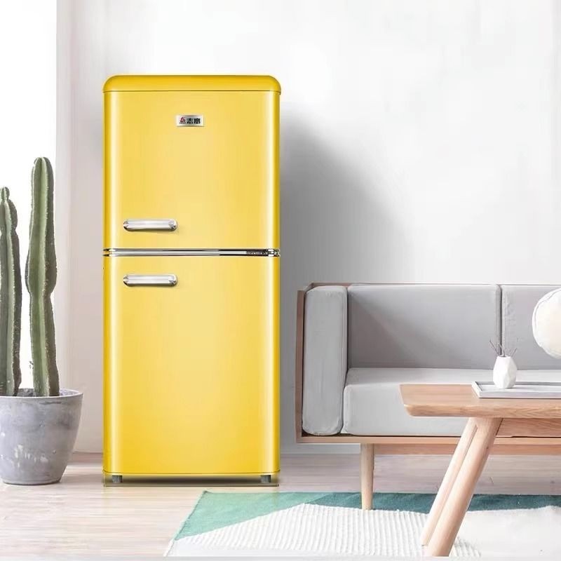 Chigo Retro ตู้เย็นสองประตูขนาดเล็กมินิสไตล์อเมริกันคิดถึงนิยมในโลกออนไลน์สีบ้านตู้เย็นประหยัดพลังงาน
