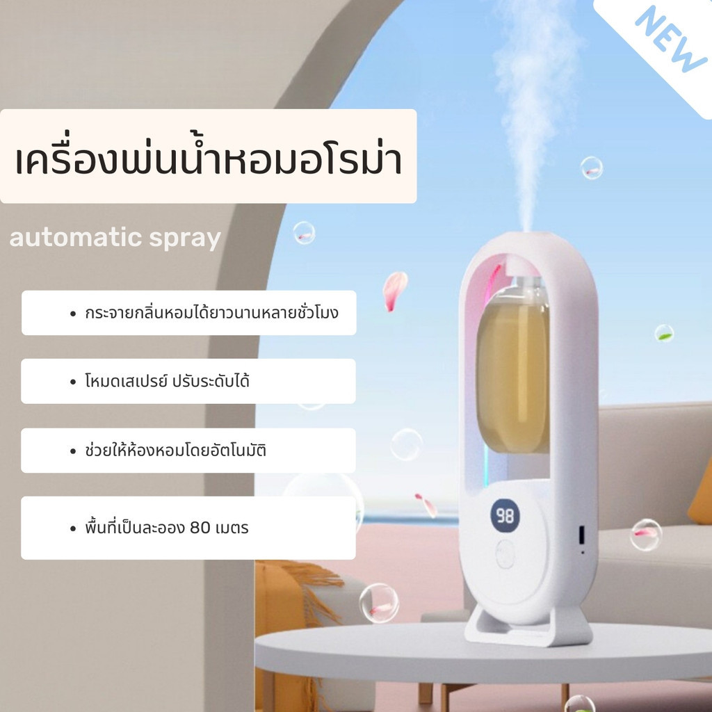 (ส่งด่วน)เครื่องพ่นน้ำหอมอัตโนมัติ น้ําหอมปรับอากาศในห้อง เครื่องฟอกอากาศอัตโนมัติ กระจายกลิ่นหอมยาวนาน แบบชาร์จไฟได้