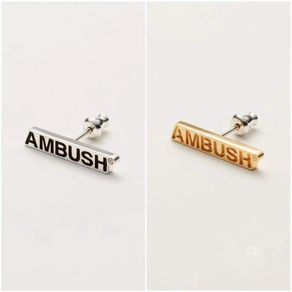 Ambush ต่างหูเงินสเตอร์ลิง S925 รูปตัวอักษร สามมิติ ขนาดเล็ก สไตล์ยุโรป และอเมริกา