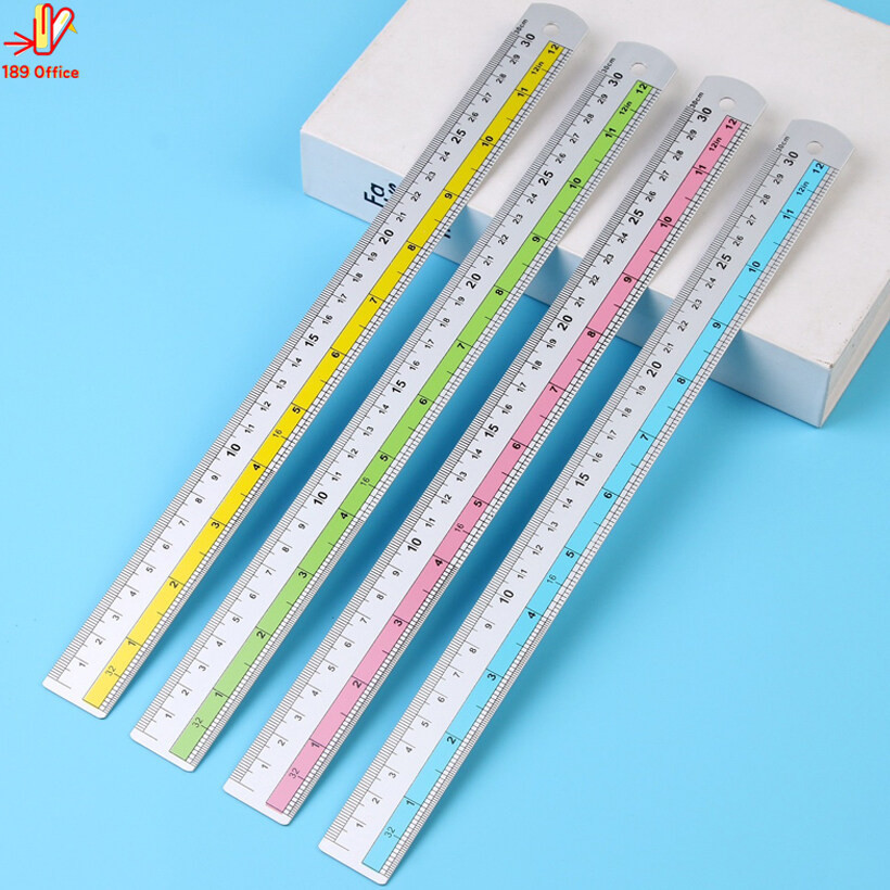 ไม้บรรทัด อลูมิเนียม 8 นิ้ว 20 เซน / 12 นิ้ว 30 เซน คาดสี คละสี แข็งแรง ไม่บาดมือ พร้อมส่ง
