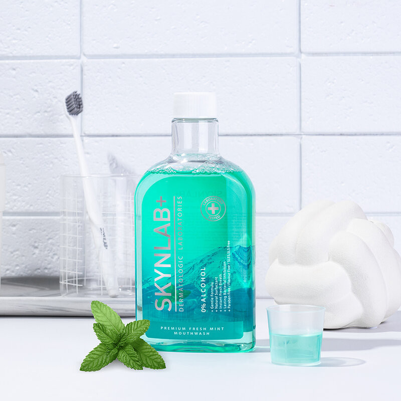 Skynlab Premium Fresh Mint Mouthwash 400ml น้ำยาบ้วนปาก. ราคา ถูกที่สุด ดีลบีเคเค แกลเลอรีภาพที่ 3