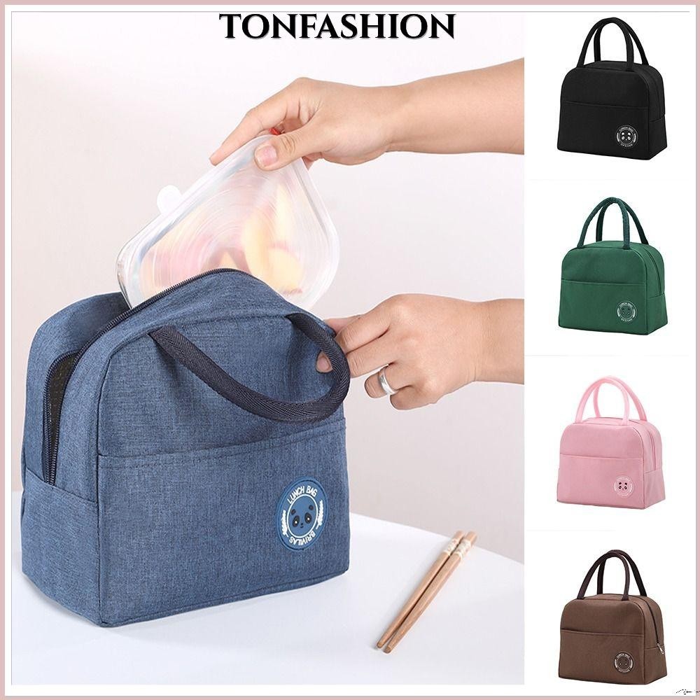 Tonfashion กระเป๋าใส่อาหารกลางวัน ผ้าแคนวาส มีฉนวนกันความร้อน แบบพกพา สําหรับเด็ก