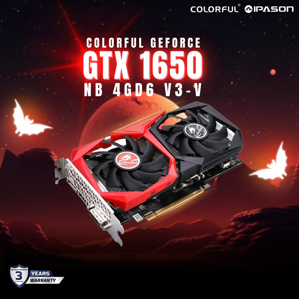COLORFUL GPU การ์ดจอ การ์ดแสดงผล รุ่น GeForce GTX 1650 NB 4GD6 V3-V คอมพิวเตอร์ เล่นเกม รับประกัน 3 ปี โดย IPASON