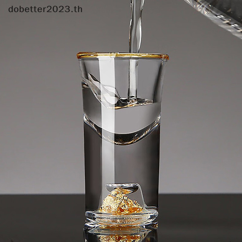 [DB] แก้วคริสตัล วอดก้า โชจู บาร์ เหล้า ดับเบิล ด้านล่างทอง แก้วฟอยล์ ถ้วยชา ของขวัญระดับไฮเอนด์ เหล้าแข็ง [พร้อมส่ง]