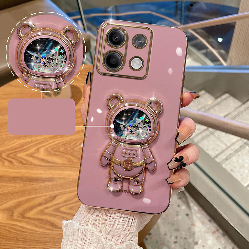 สําหรับ Redmi 14C 13C หมายเหตุ 13 Pro + 4G 5G K70e K70 Pro 6D หรูหรานักบินอวกาศชุบกรณี Quicksand Liq