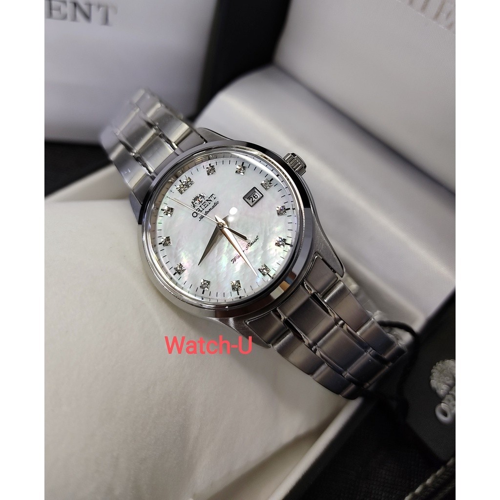 นาฬิกาสายหนัง นาฬิกาข้อมือผู้หญิง Orient Automatic หน้าปัดมุข รุ่น NR1Q004W (เงิน) / NR1Q001W(สองกษัตริย์พิงค์โกลด์)