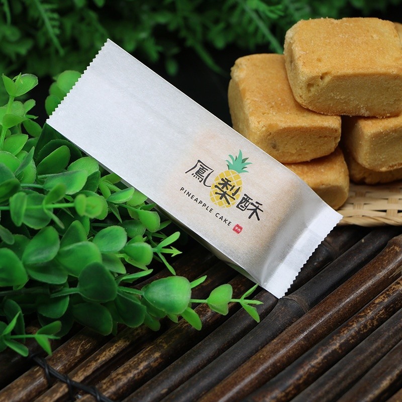 Bakery D'VER ❤️ ซองกระดาษทาร์ตสับปะรด พื้นหลังขาว ลายสับปะรด อักษรจีน [100 ชิ้น/แพ็ค] ถุงทาร์ตสับปะร