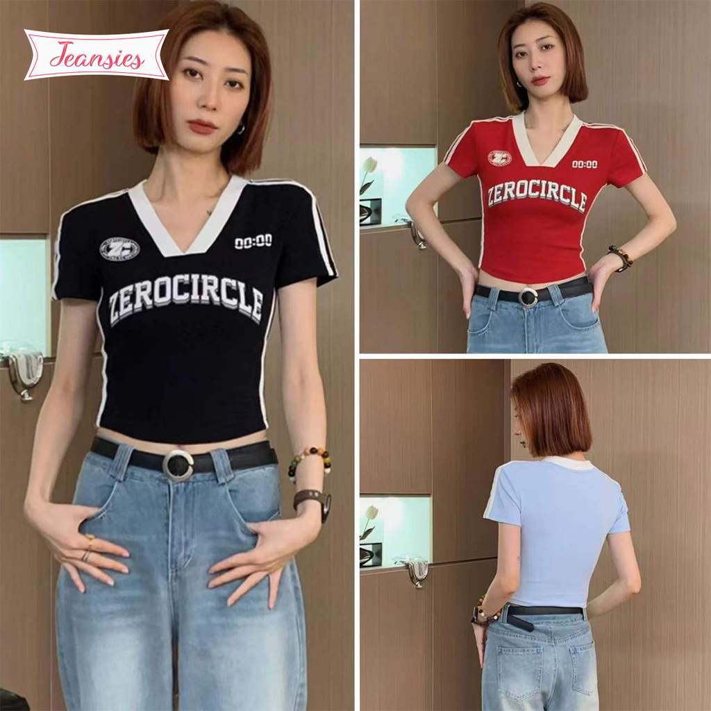 เสื้อครอปเข้ารูป ทรงสลิมฟิต สีพื้น สไตล์เกาหลีน่ารักๆ