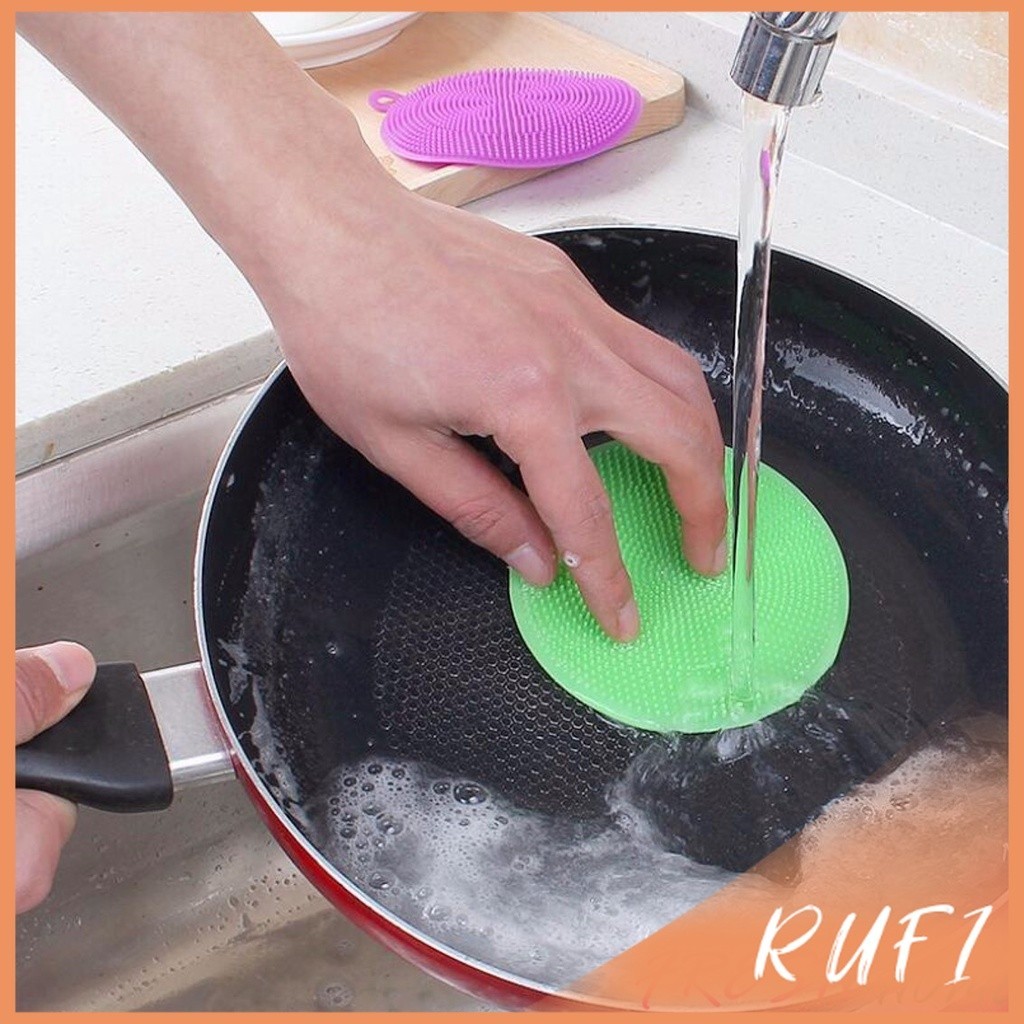 RUFI ซิลิโคนล้างจาน ฟองน้ำล้างจาน ฟองน้ำซิลิโคน ทำความสะอาดอเนกประสงค์ แผ่นล้างจาน ที่ขัดหม้อ / Silocone Kitchen Sponge