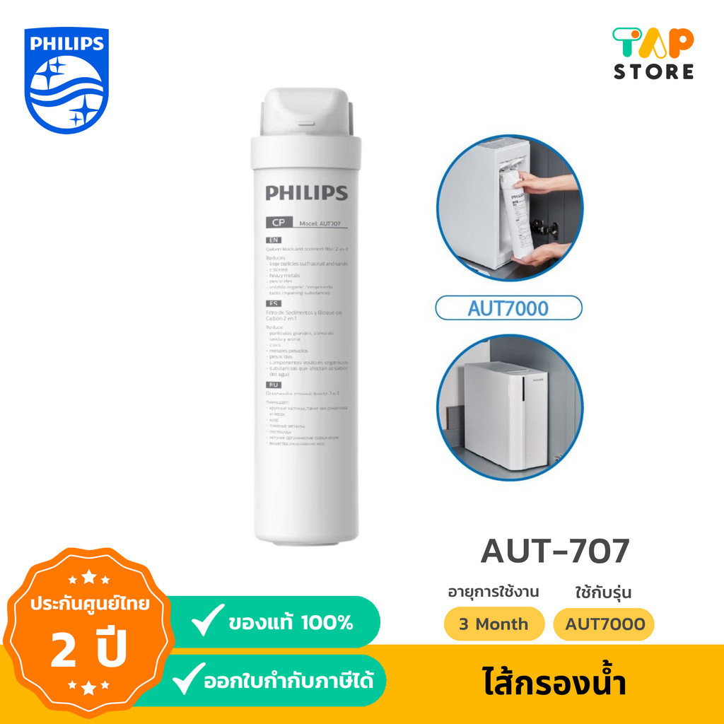 Philips AUT707/AUT731/AWP950 ไส้กรองนํ้า สำหรับเครื่องกรองน้ำรุ่น RO AUT7000 กำจัดไวรัสและแบคทีเรีย